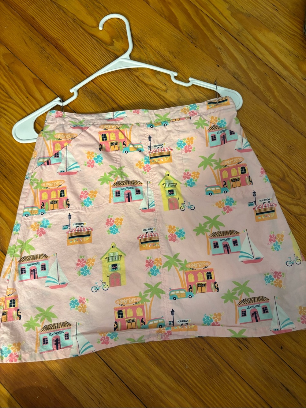 Heartstrings Pastel Beach Print A-Line Skirt